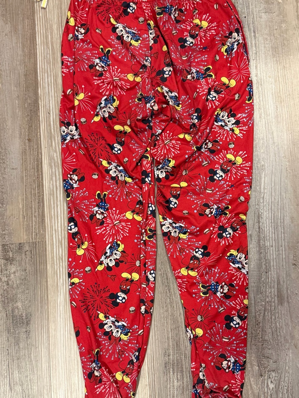 Disney Minnie Mouse Pajama Pants Womens XS Red 4th Of July Fireworks Jogger - Picture 5 of 6